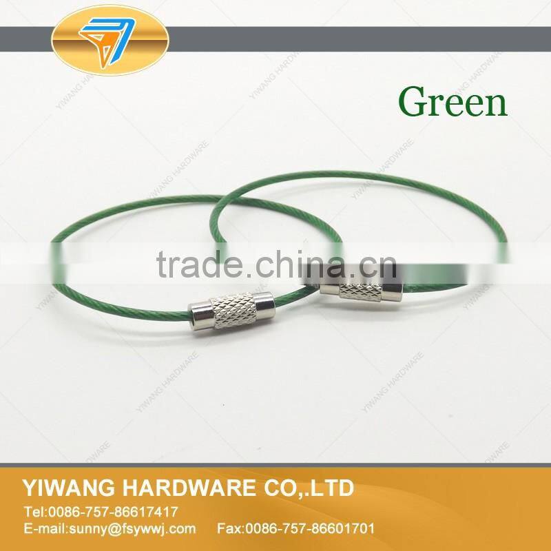 Outdoor Hiking Bright Green Stainless Steel Wire Key Ring