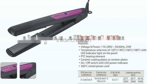 110-240V hot sale newest fashion permanent ceramic hair straightener from italy