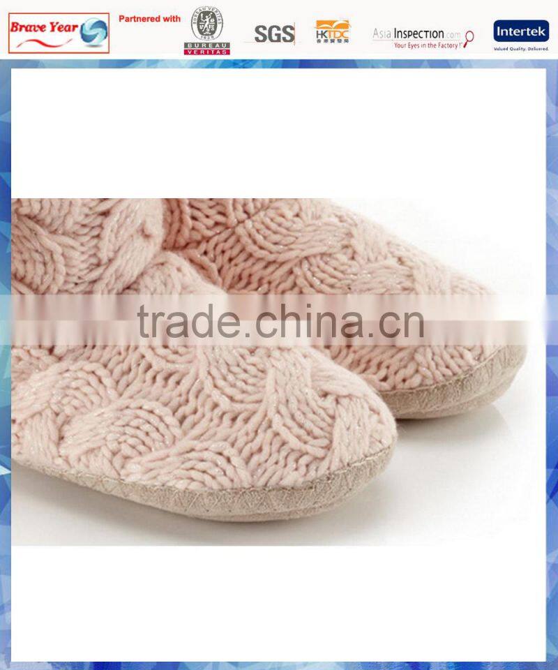 pink cable girls knit boots with cute pom pom