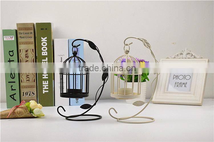 2015 new style metal leaves bird cage candle holder