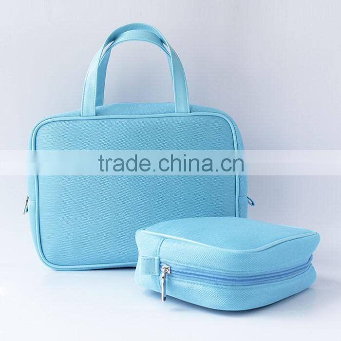 Two set blue mesh cosmetic bag with hanger Factory direct