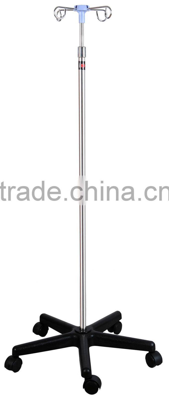 hospital movable stainless steel infusion support I.V.pole