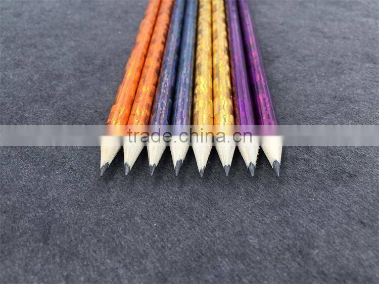 High quality HB Round 7 inch wooden laser foil hot transfer printing Pencil