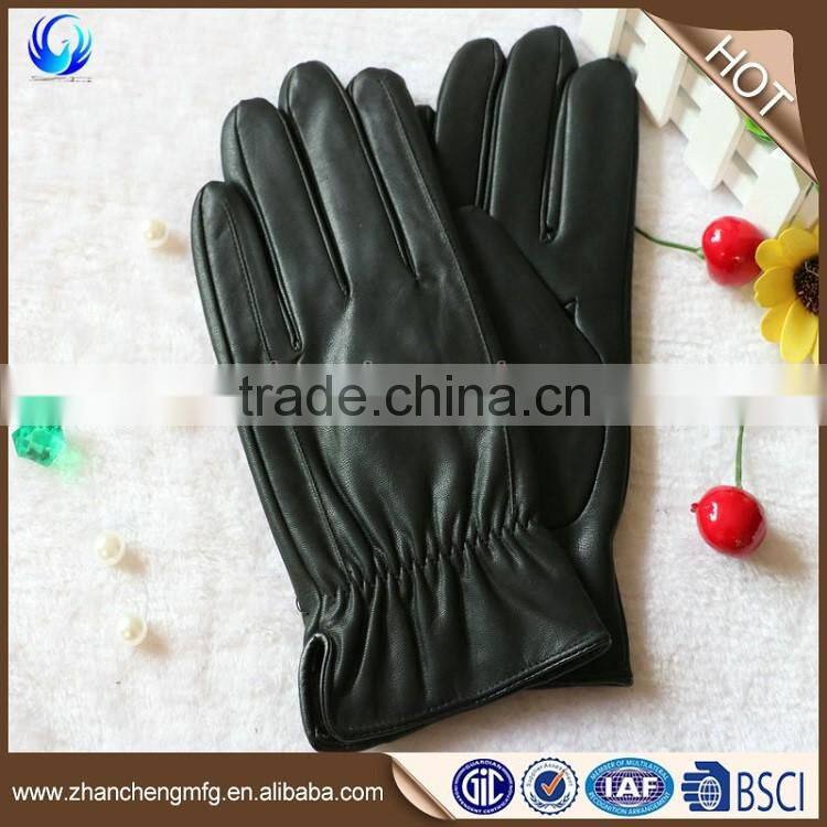 Classic style mens sheepskin leather gloves for touch screen