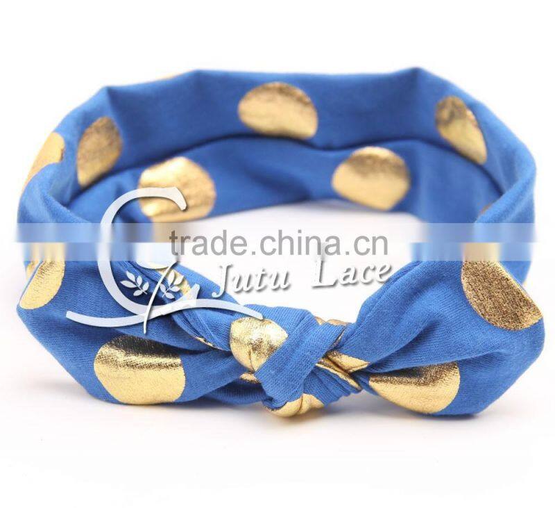 New Full Head Cover Head Turban Head Wrap Hair accessories, Wholesale gold foil dot bunny ear Dot Turban Headbands