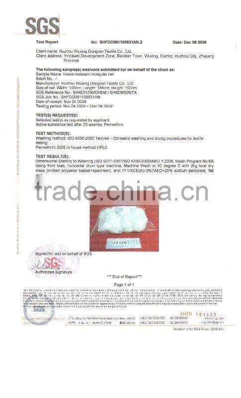 Polyester self-prop mosquito net