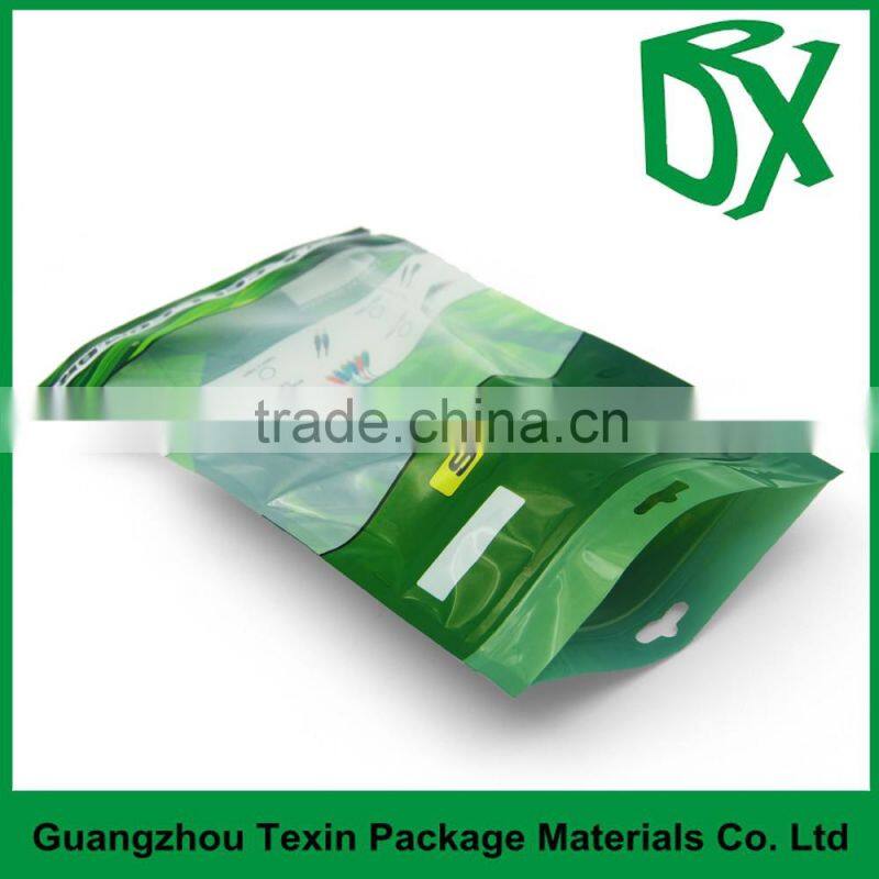 China online shopping printing stand up clear plastic zipper bag for food packing pouch in china
