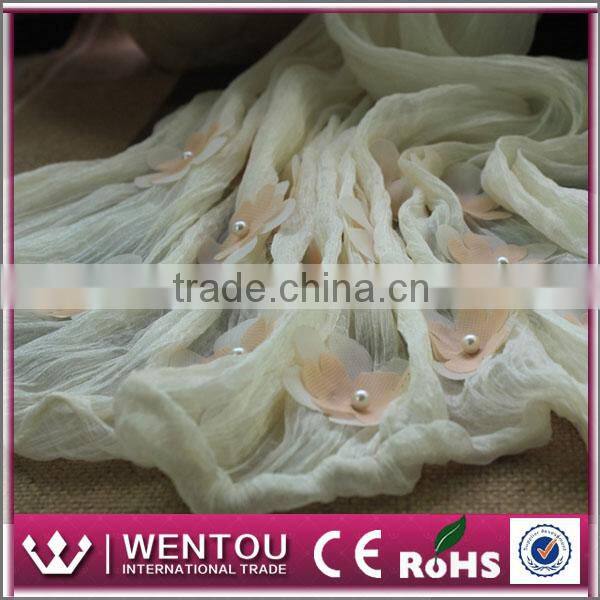Fashion new solid flowers wrinkled 100% acrylic scarf wholesale