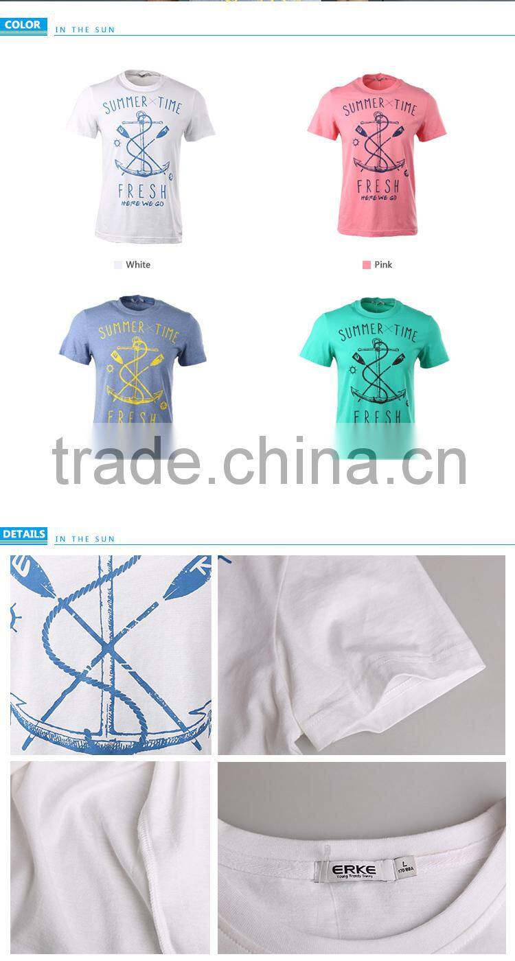 ERKE summer man casual t shirt round neck cotton t shirt for boy cheap t shirt short sleeve t full cotton Wholesale/OEM