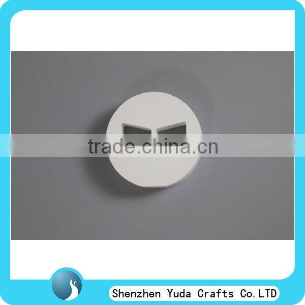 Promotional CNC engraved perspex white block display stand round base