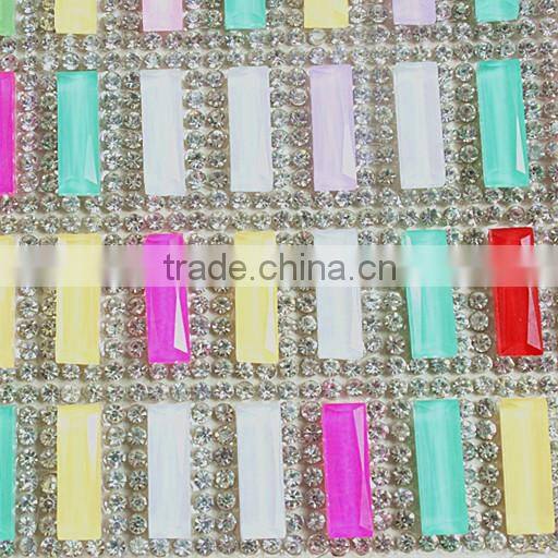 pink matt color acrylic stone with rhinestone for rhinestone hot fix mesh