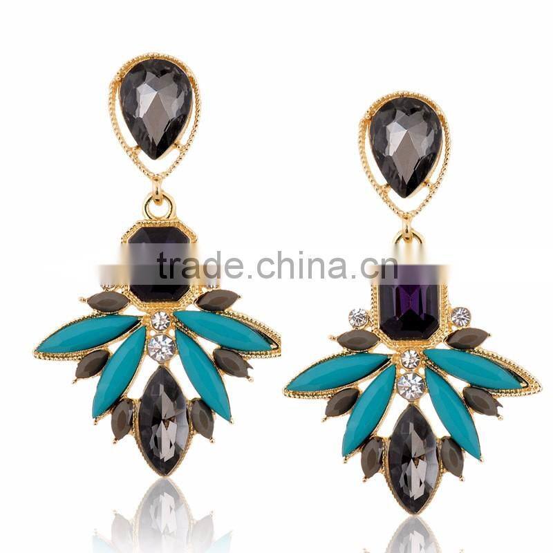 Fashion Lady Crystal Leaf Earrings Pendant Designs Jewelry Zircon hanging stud Earring