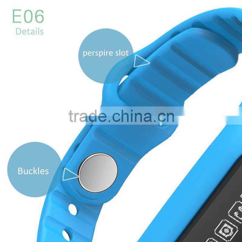 touch screen vibrating IP57 waterproof bluetooth E06 smart bracelet