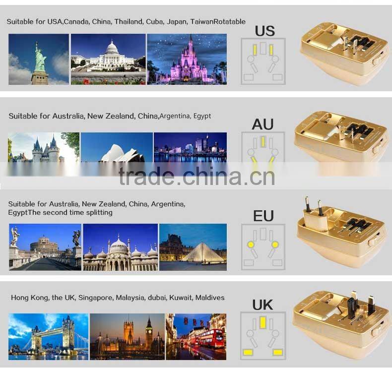 2016 hot selling UK EU travel adapter with universal female socket