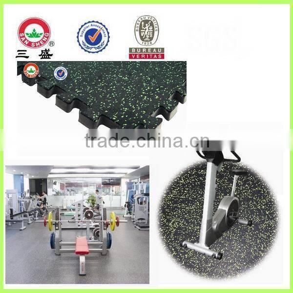 GYM floor interlocking rubber sheet,lamiate floor with foam backing,natural rubber GYM mats