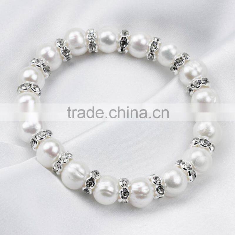 SCI021 9mm potato shape nature freshwater pearl bracelet elastic