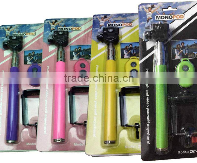 2015 Factory direct wholesale mobile accessory wireless bluetooth Aluminum Material Fashion selfie stick
