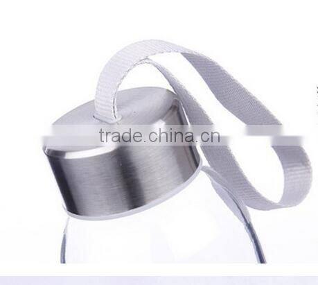 Set of round clear water glass drinking bottle