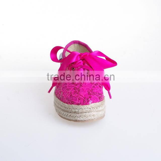 Espadrilles for kids with lace-up style 2016ss new glitter lace