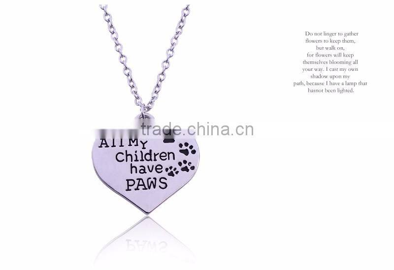 2016 new fashion alloy jewelry sculpture letter member of family silver children necklace heart pendant