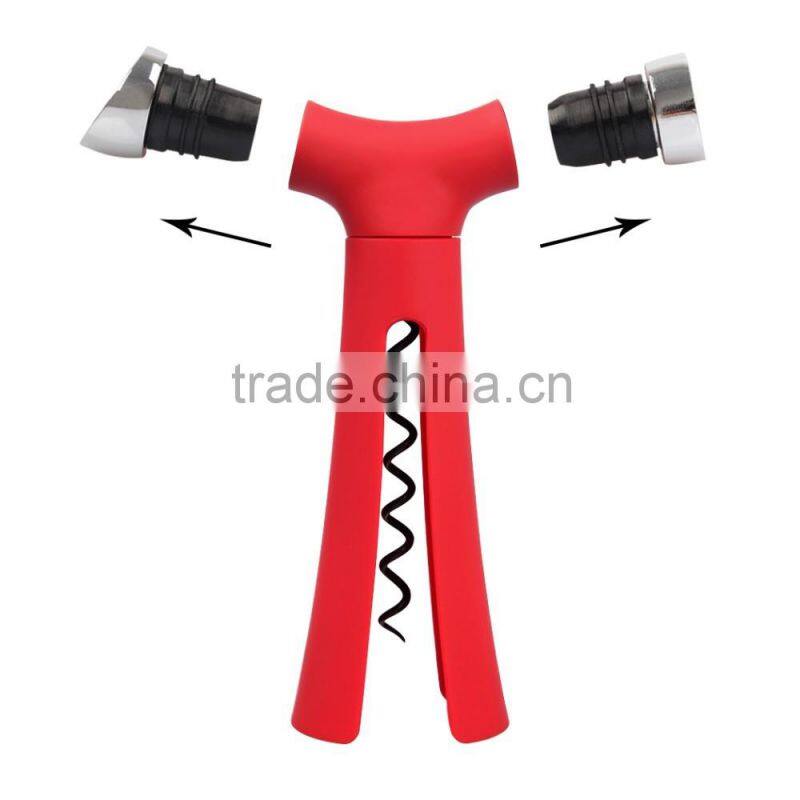 4 in 1 Wine Opener-Screwpull Corkscrew with Pour Spout, Bottle Stopper, Wine Foil Cutter