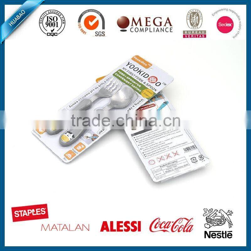 2016 custom-made melamine baby cutlery set, baby bloomer sets, milk cow design handle