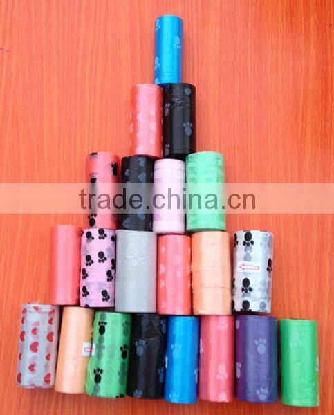 Colorful doggie waste bag biodegradable pet poop bag with printing