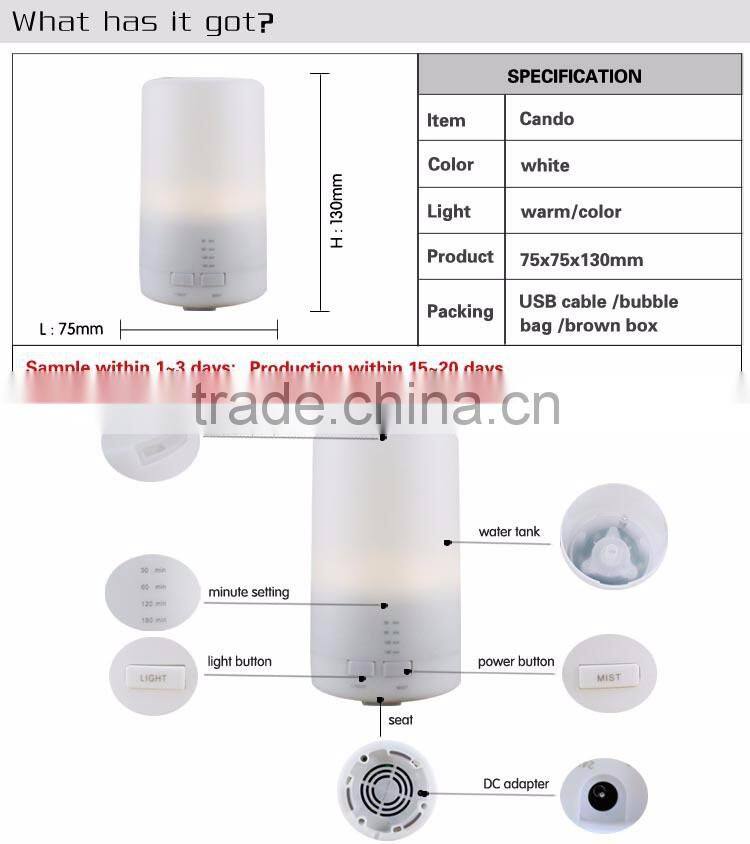 70ml LED USB electric ultrasonic air humidifier home ultrasonic aroma mist humidifier diffuser
