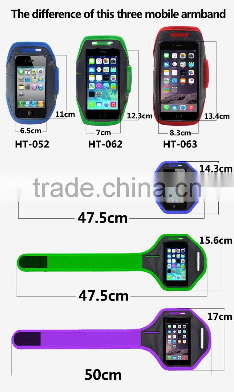 Waterproof mobile phone neoprene armband for running lycra armband LED armband case with key holder