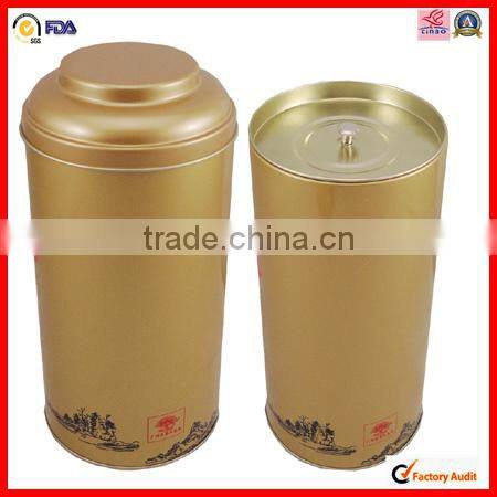 small round tin metal tea packaging box