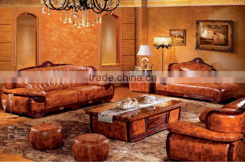 Southeast Asian Style Living Room Sofa Set,Classic Luxury Genuine Laether Furniture