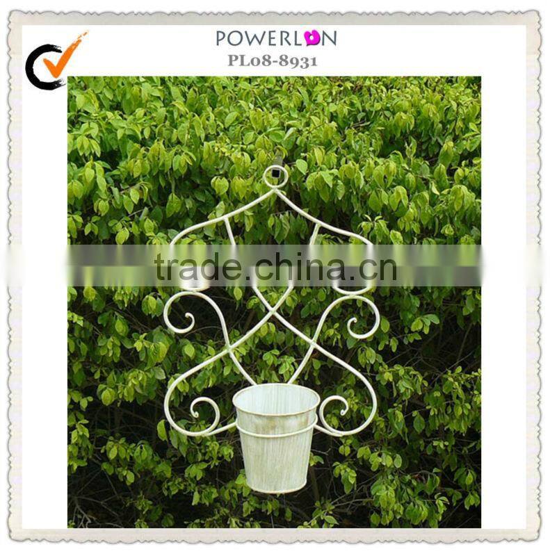 Antique White Wrought Iron Wall Planters
