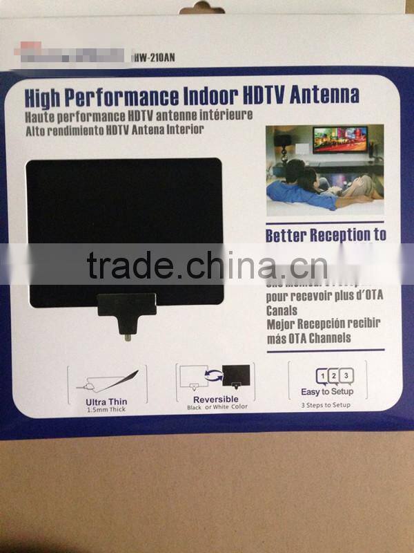 2015 Fashion and High Quality HDTV VHF UHF Indoor TV Antenna Ultra thin Indoor antenna