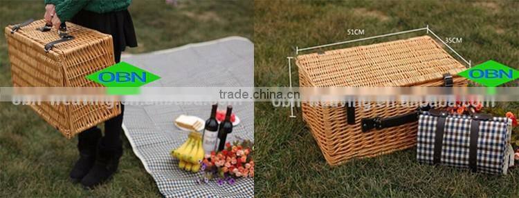 Rattan material 4 person hand woven wicker picnic basket for sale