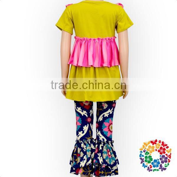 short sleeve ruffle shirts and pants baby boutique remake outfits wholesale girl boutique clothes