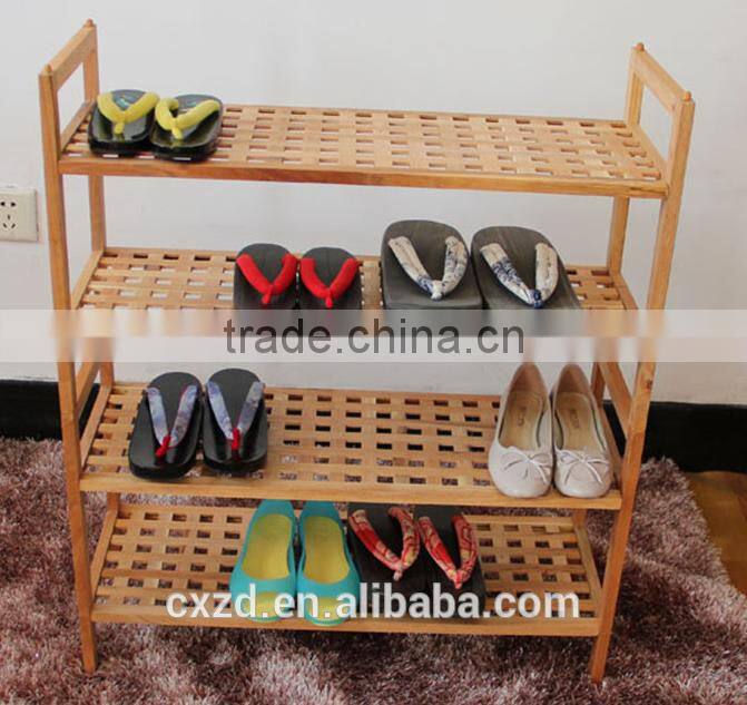 modern design four-tier walnut shoe rack