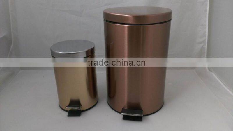 2016 Houseware large metal garbage bin trash can dust bin