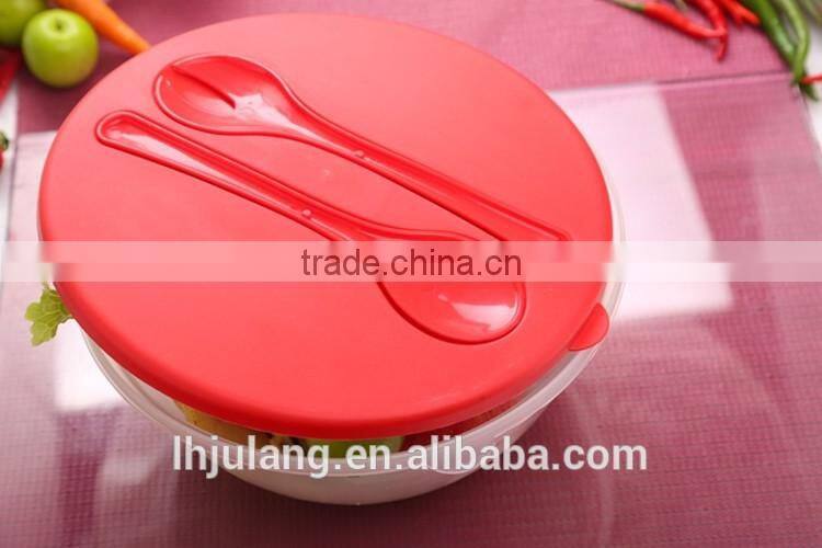 Wholesale big plastic salad bowl set with lid