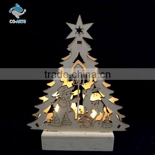 Newest white wooden christmas decorations battery charge lighting