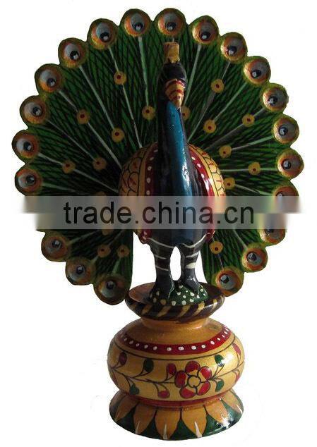 Wooden hand carved peacock house decoration