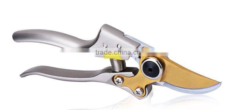 hot sale garden Ratchet Pruner with gold yellow coating