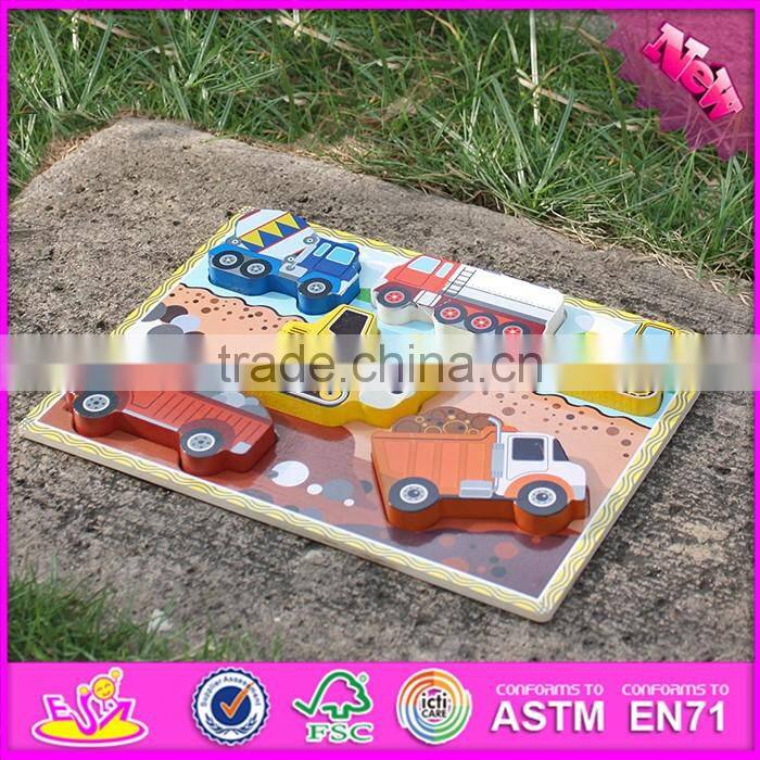 2016 new design educational car puzzle wooden learning shapes for toddlers W14D020