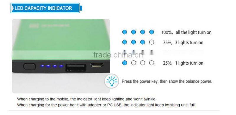 5000mAh Hot Selling Ultra Thin Power Bank With Power Switch
