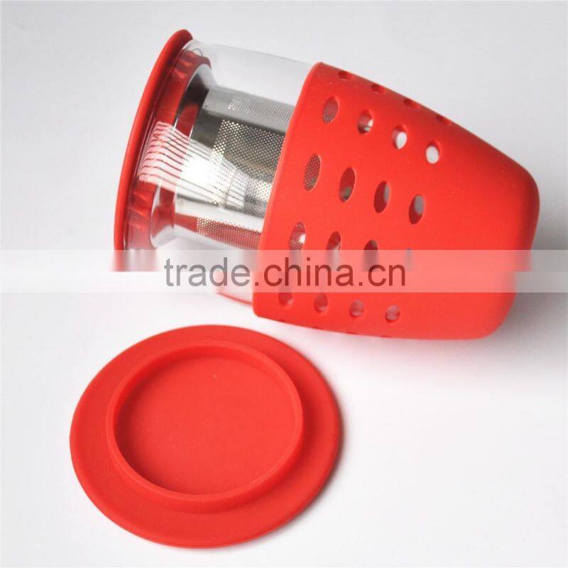 Wholesale Wine Tea Beer Color Cup Silicone Cover with Round Bottom Drink Coffee Glass Cup