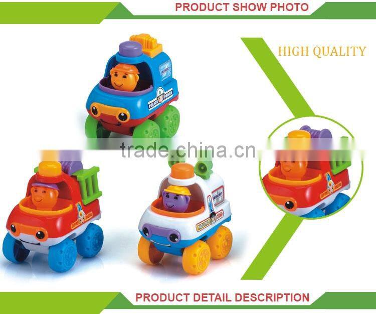 Hot sale plastic cartoon car set pull back ambulance toys