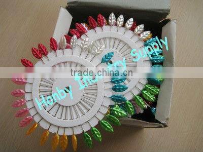 55mm leaf shaped pearl colors straight sewing pin