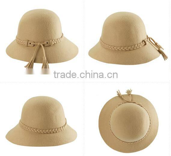 Custom Fashion Braid Tassels Broad-brimmed Fedora Wool Hats