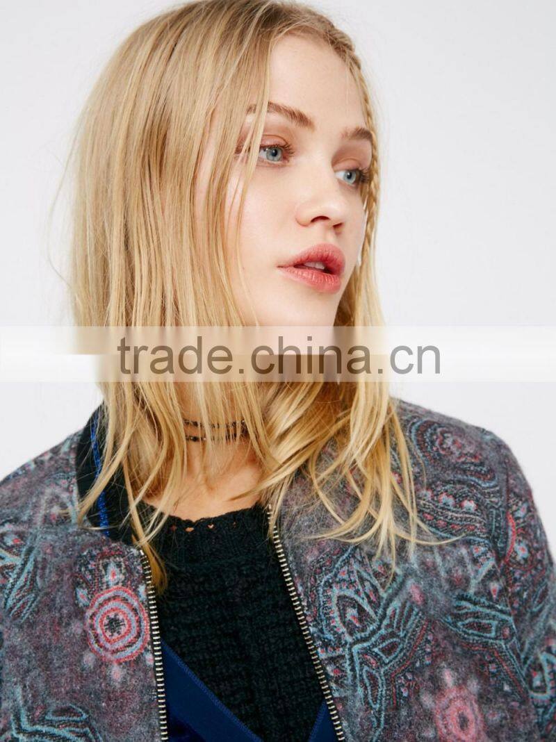 wool female bohemian clothing print fabric wholesale quilted winter coats ladies custom bomber jackets women 2016 winter coat