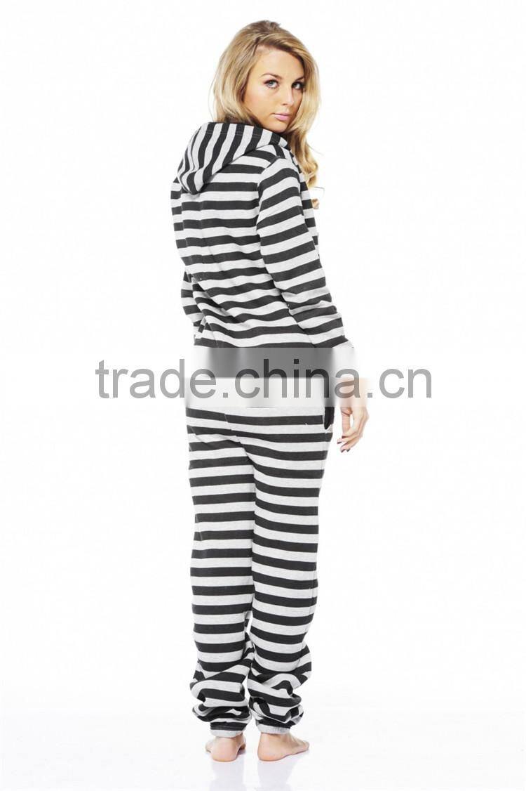 PA0050A Womens STRIPED HOODED ONESIE