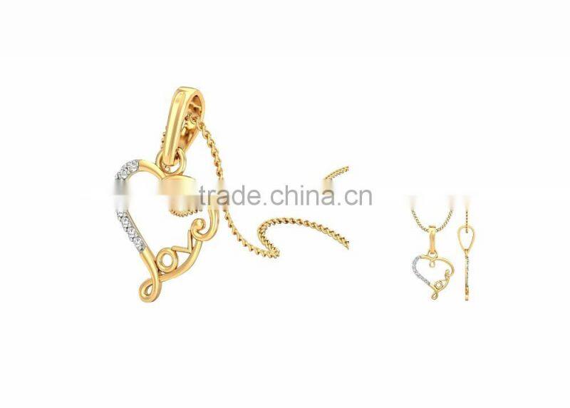 Gold Plated Fancy CZ Studded Love Pendant